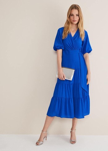 Phase Eight Morven Blue Wrap Dress Deep Blue Canada | SRQEZM-089